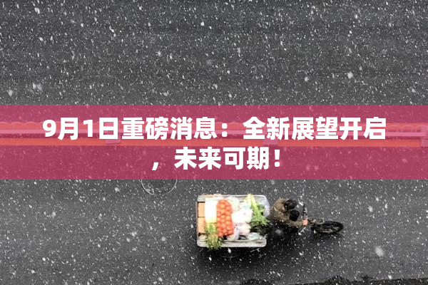 9月1日重磅消息：全新展望开启，未来可期！