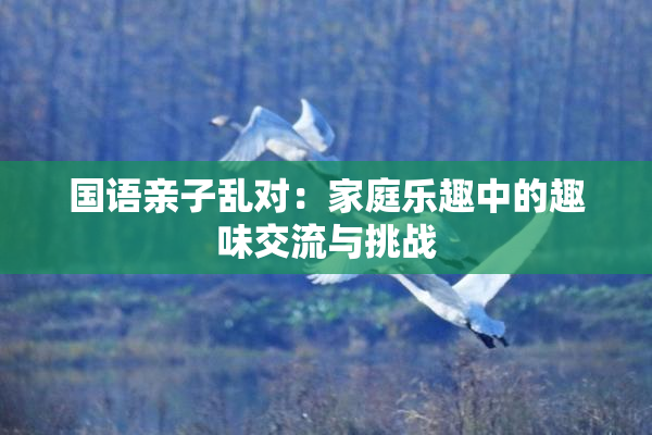 国语亲子乱对：家庭乐趣中的趣味交流与挑战