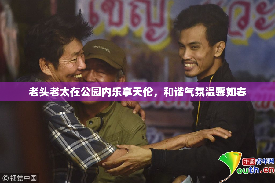 老头老太在公园内乐享天伦，和谐气氛温馨如春