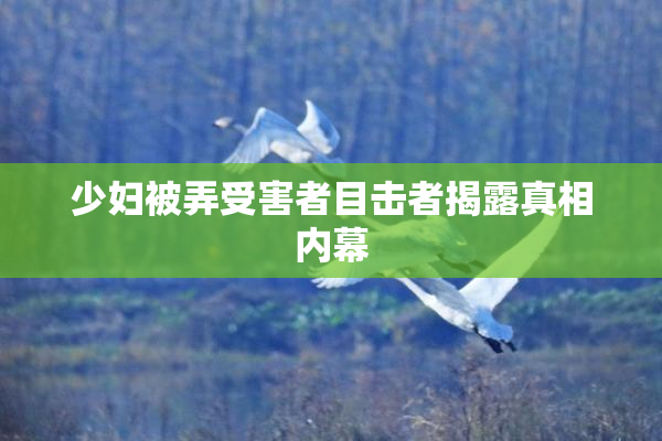 少妇被弄受害者目击者揭露真相内幕