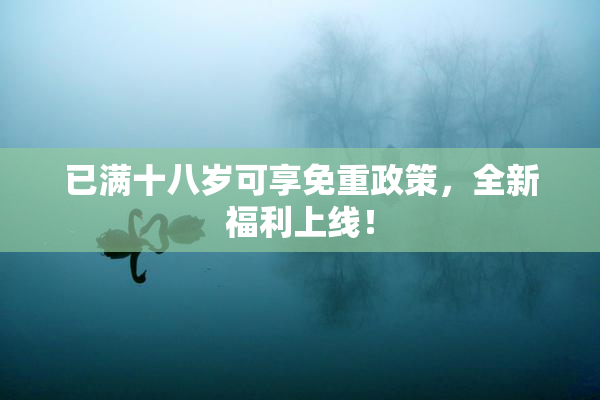 已满十八岁可享免重政策，全新福利上线！