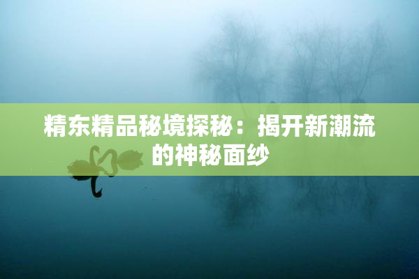 精东精品秘境探秘：揭开新潮流的神秘面纱