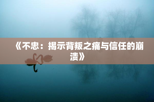 《不忠：揭示背叛之痛与信任的崩溃》