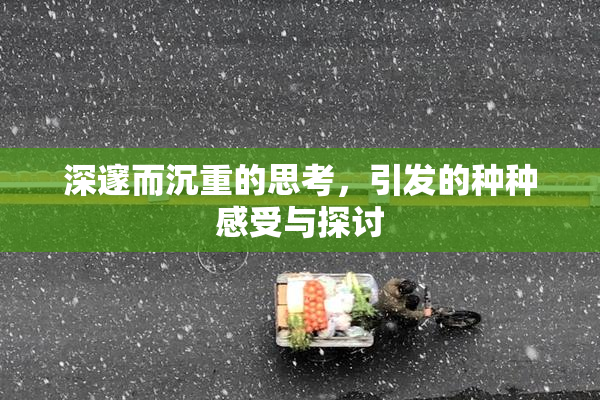 深邃而沉重的思考，引发的种种感受与探讨