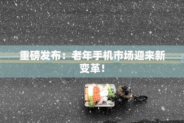 重磅发布：老年手机市场迎来新变革！