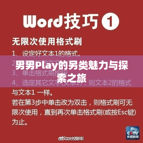 男男Play的另类魅力与探索之旅