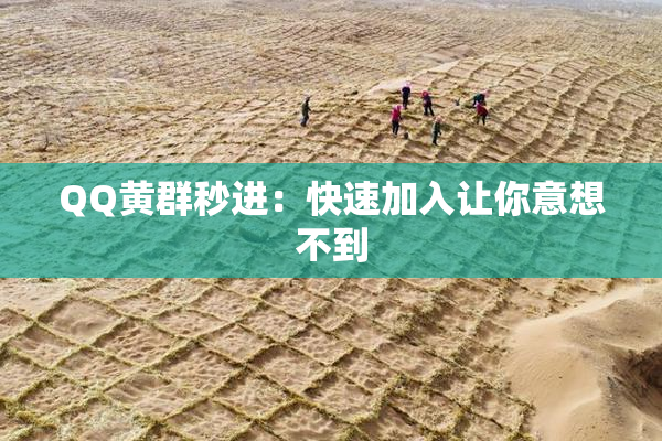 QQ黄群秒进：快速加入让你意想不到