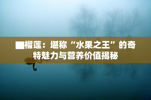 ▇榴莲：堪称“水果之王”的奇特魅力与营养价值揭秘