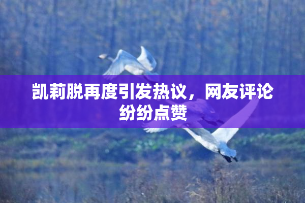 凯莉脱再度引发热议，网友评论纷纷点赞