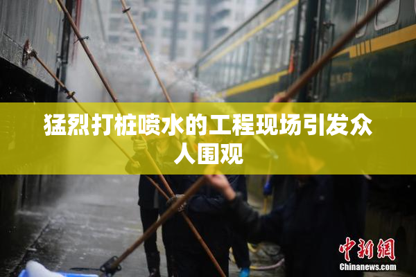 猛烈打桩喷水的工程现场引发众人围观