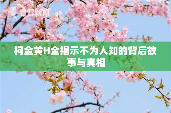 柯全黄H全揭示不为人知的背后故事与真相