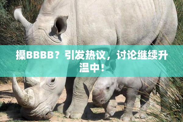 搡BBBB？引发热议，讨论继续升温中！