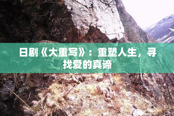 日剧《大重写》：重塑人生，寻找爱的真谛
